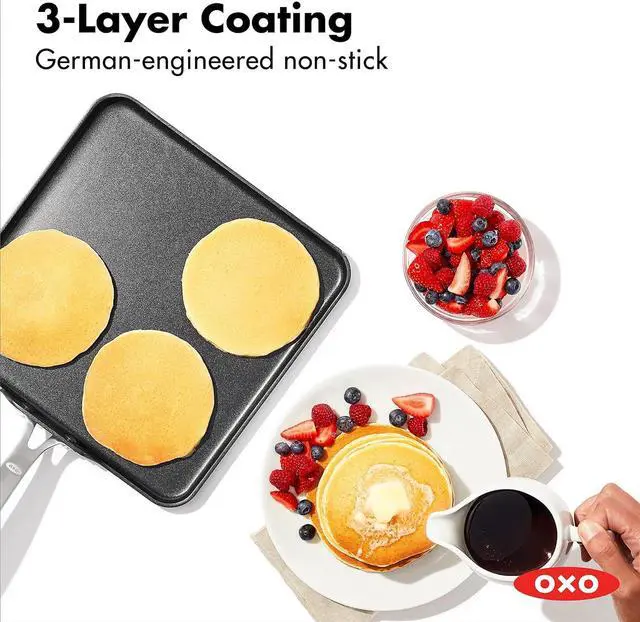 Alt view image 2 of 6 - OXO Enhanced 11" Griddle Pan, PFAS-Free Ceramic Nonstick, Durable Hard Anodized Cookware, Scratch Resistant, Stainless Steel Handle, Good Grips, Dishwasher/Oven Safe, Black