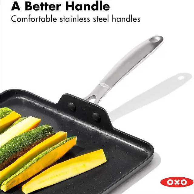 Alt view image 4 of 6 - OXO Enhanced 11" Griddle Pan, PFAS-Free Ceramic Nonstick, Durable Hard Anodized Cookware, Scratch Resistant, Stainless Steel Handle, Good Grips, Dishwasher/Oven Safe, Black
