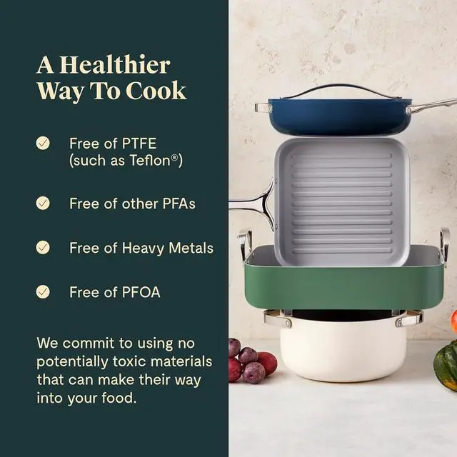 Alt view image 5 of 7 - Caraway Roasting Pan - 16x13 Roasting Pan with Rack - Non-Stick Ceramic Coated - Non Toxic, PTFE & PFOA Free - Oven Safe & Compatible with All Stovetops - White