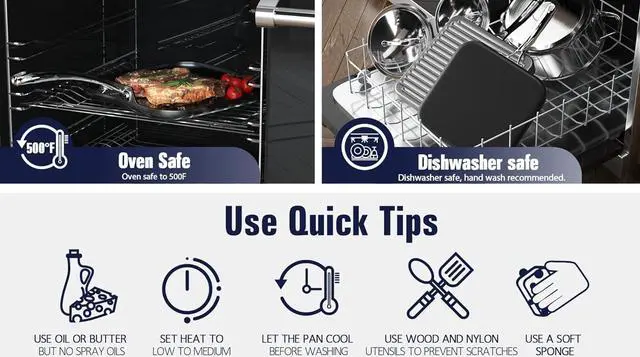 Alt view image 6 of 6 - Cooks Standard Nonstick Square Griddle Pan 11 x 11-Inch, Hard Anodized Cookware Griddle Pan, Black