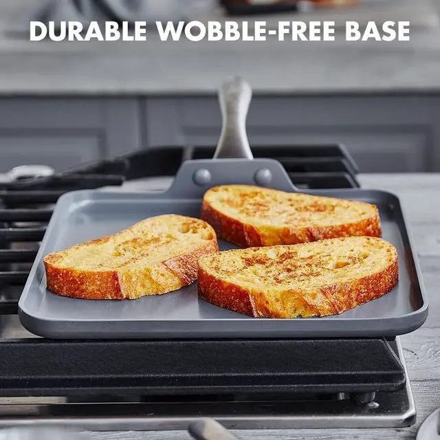 Alt view image 5 of 7 - GreenPan Lima Hard Anodized 11 Square Griddle Pan, Ceramic Nonstick, PFOA PFAS-Free Nontoxic Pots and Pans, Oven & Broiler Safe, Stainless Steel Handle, Cookware for Eggs & Omelet, Gray