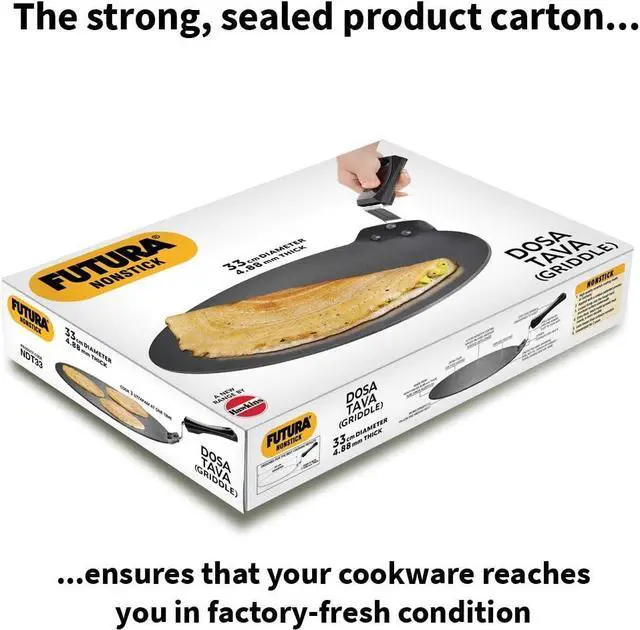 Alt view image 6 of 7 - Hawkins Futura Nonstick Dosa Tava, Diameter 33 cm (13 inch), Thickness 4.88 mm (Black) NDT33