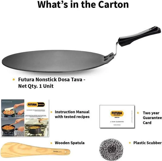 Alt view image 7 of 7 - Hawkins Futura Nonstick Dosa Tava, Diameter 33 cm (13 inch), Thickness 4.88 mm (Black) NDT33