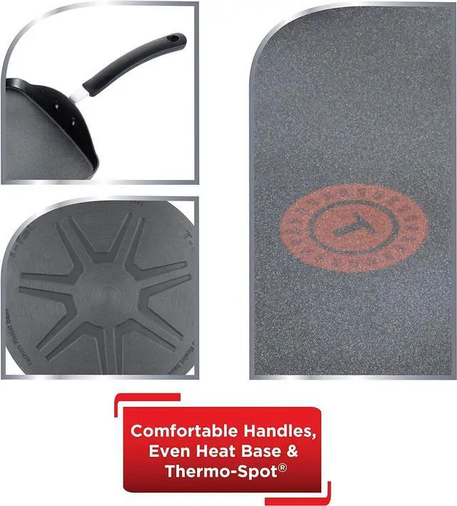 Alt view image 3 of 5 - T-fal Ultimate Hard Anodized Nonstick Griddle 10.25 Inch Oven Broiler Safe 500F Cookware, Pots and Pans, Dishwasher Safe Grey