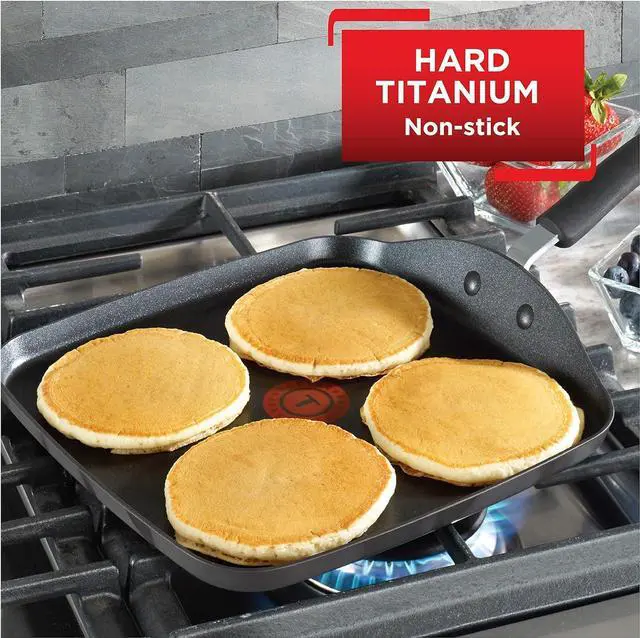 Alt view image 2 of 5 - T-fal Ultimate Hard Anodized Nonstick Griddle 10.25 Inch Oven Broiler Safe 500F Cookware, Pots and Pans, Dishwasher Safe Grey