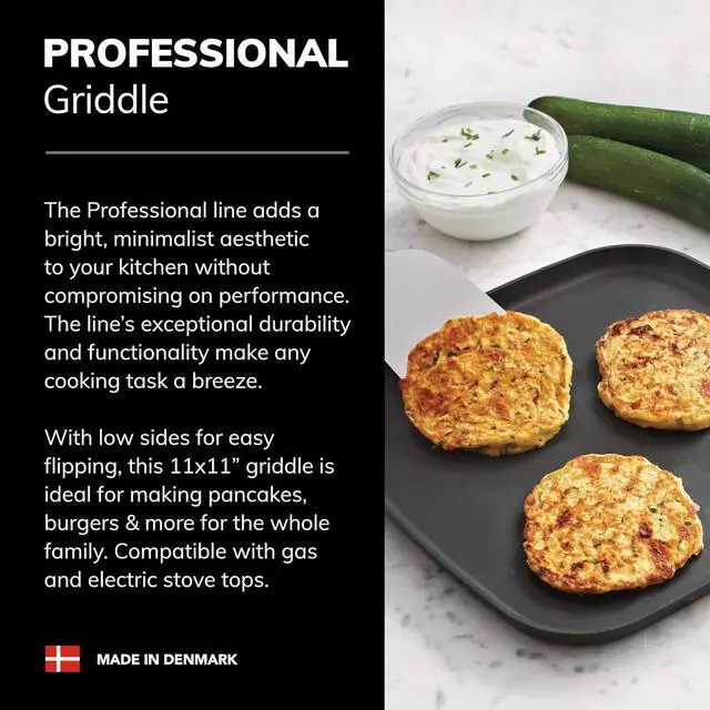 Alt view image 2 of 6 - SCANPAN Professional 11 Griddle Pan - Easy-to-Use Nonstick Cookware - Dishwasher, Metal Utensil & Oven Safe - Made in Denmark