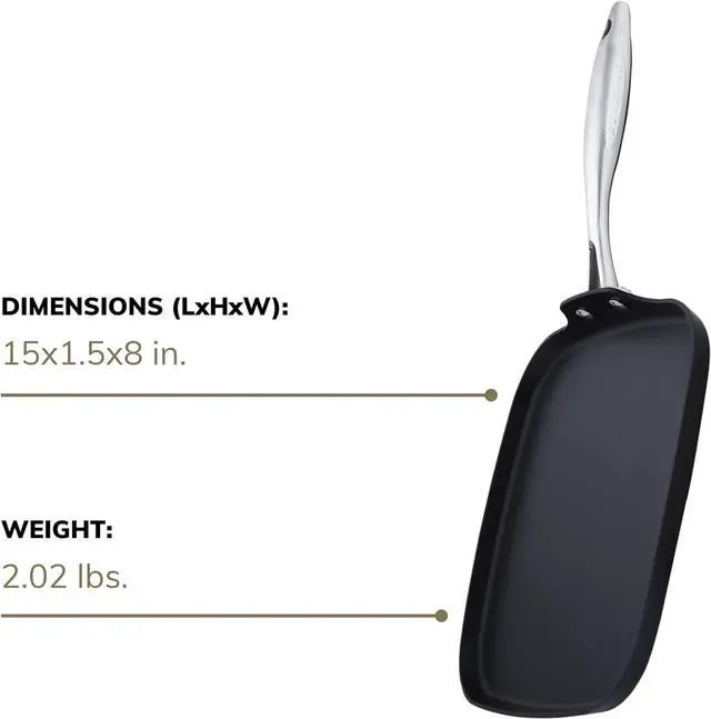 Alt view image 4 of 6 - SCANPAN Professional 11 Griddle Pan - Easy-to-Use Nonstick Cookware - Dishwasher, Metal Utensil & Oven Safe - Made in Denmark
