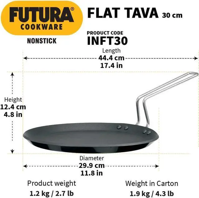 Alt view image 3 of 7 - Hawkins Futura Induction Compatible Nonstick Flat Tava 30 cm, 4.88 mm (Black)