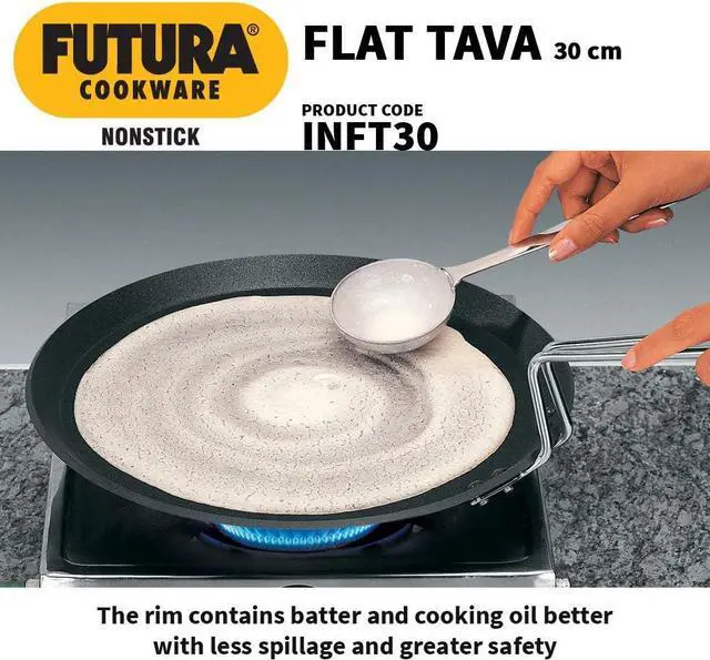 Alt view image 4 of 7 - Hawkins Futura Induction Compatible Nonstick Flat Tava 30 cm, 4.88 mm (Black)