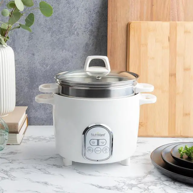 Alt view image 2 of 7 - Aroma Housewares NutriWare 14-Cup (Cooked) Digital Rice Cooker and Food Steamer, White