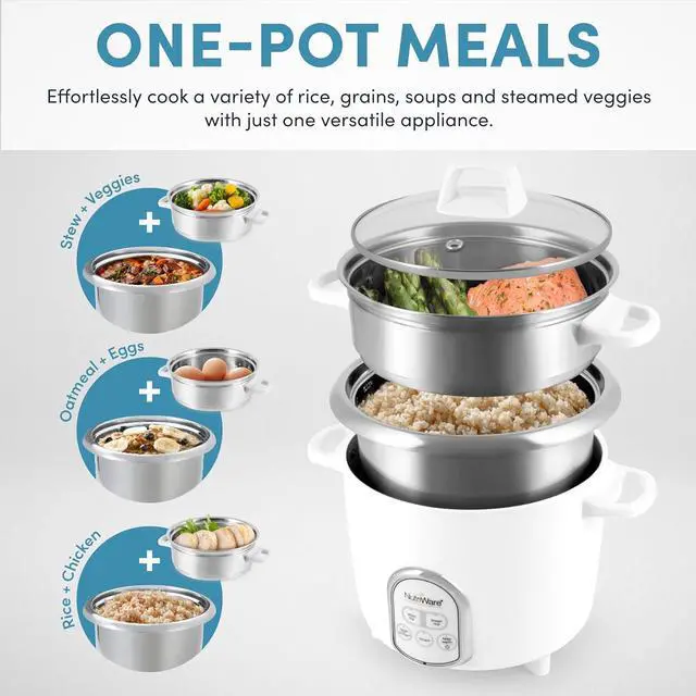 Alt view image 4 of 7 - Aroma Housewares NutriWare 14-Cup (Cooked) Digital Rice Cooker and Food Steamer, White