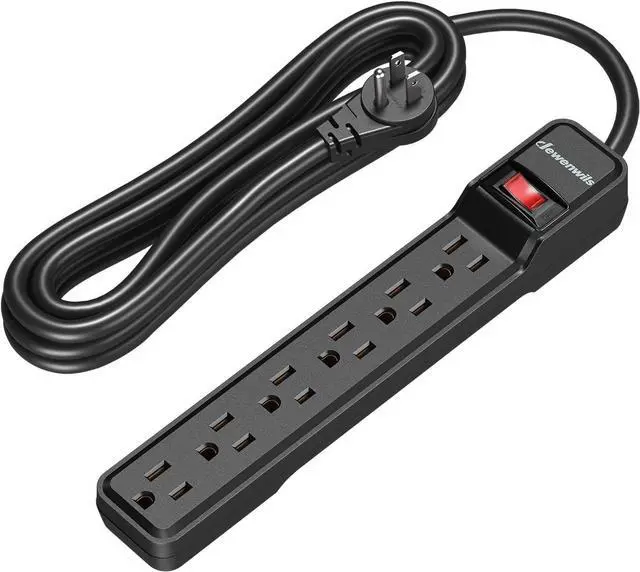 Main image of DEWENWILS 6-Outlet Power Strip Surge Protector, 15FT Long Extension Cord, Low Profile Flat Plug, 15 Amp Circuit Breaker, 500 Joules, Wall Mount, Black, UL Listed