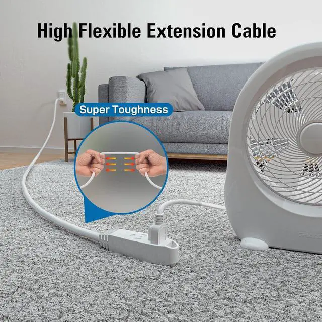 Alt view image 5 of 7 - 25-Feet 3 Outlet Extension Cord, Kasonic UL Listed, 16/3 SJTW 3-Wire Grounded, 13 Amp 125 V 1625 Watts, Multi-Outlet Indoor/Outdoor Use, White