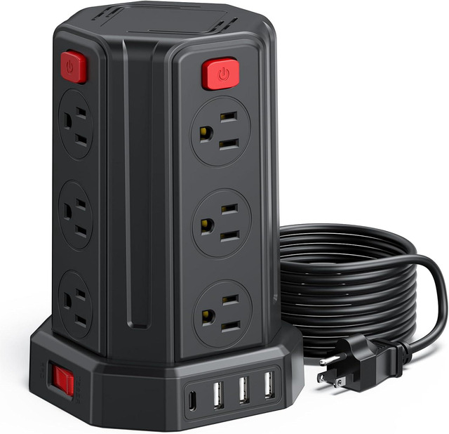 thumbnail image 2 of Technical Pro TPPS17U Rack Mount Power Strip – 17 Outlet Surge Protector With 5V USB Charging Ports, 120V, Black 2 of 5
