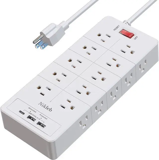 Main image of Power Strip Surge Protector 23 in 1, 6ft Extension Cord with 3 USB Ports Smart 3.1A, Multiple Outlet Adapter 20 Outlets, Outlet Extender Cord Organizer for Office, College, Apartment, Gaming Stuff