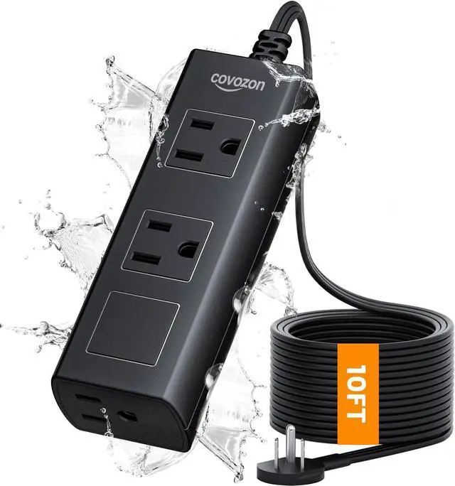 Main image of Outdoor Extension Cord, 10 ft Outdoor Power Strip Weatherproof, Waterproof Surge Protector, 1625W Overload Protection for Kitchen Patio Christmas Lights, FCC ETL Listed.