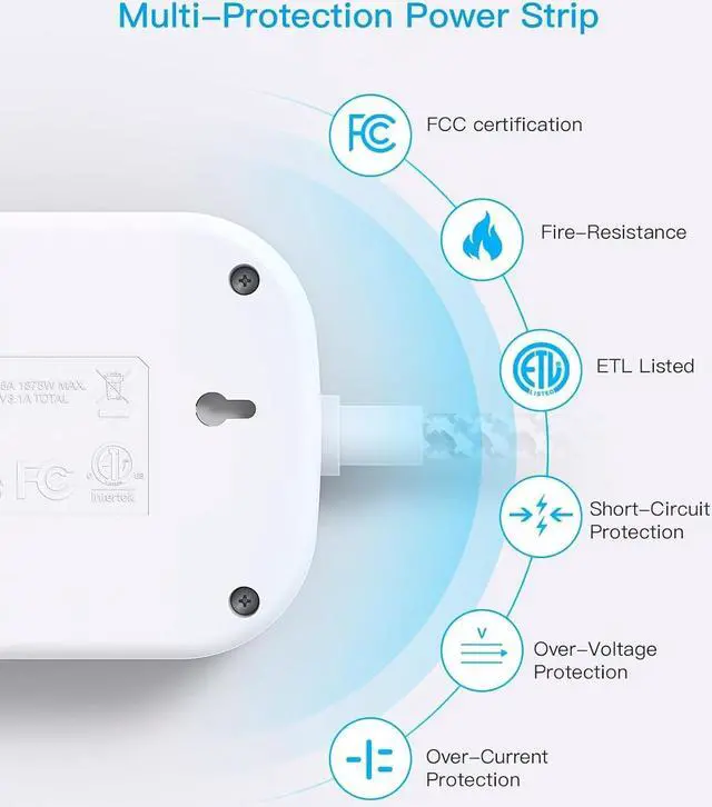 Alt view image 7 of 7 - Cruise Ship Essentials, Travel Power Strip with USB C, Flat Plug Extension Cord 10 FT with 3 Outlets 4 USB Ports(2 USB C), Desk Wall Outlet Extender, Non Surge Protector for Cruise, Dorm Room, ETL