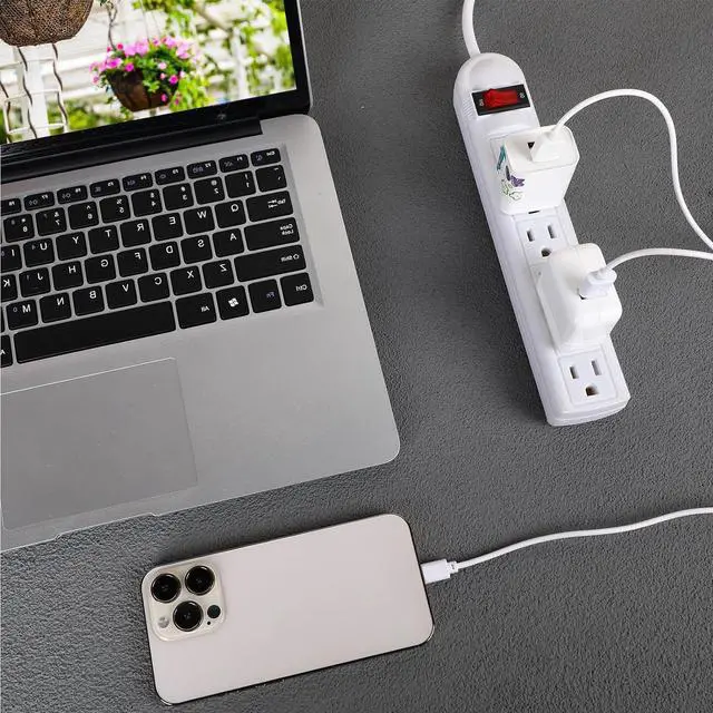 Alt view image 7 of 7 - 3 Pack 6 Outlet Power Strip Surge Protector 4 ft Flat Plug Surge Protector Profile Flat Plug Overload Power Strip Protection for Home Office(White)