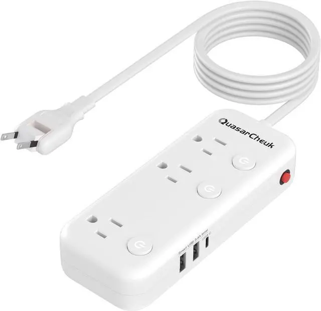 Main image of 2 Prong Power Strip, 2 Prong to 3 Prong Outlet Adapter, 2 Prong Extension Cord with USB-C, 6 Outlets & 3 USB, 3 Prong Adapter 5ft, for Polarized Two Prong Outlet, Wall Mount, Non-Grounded, Old House