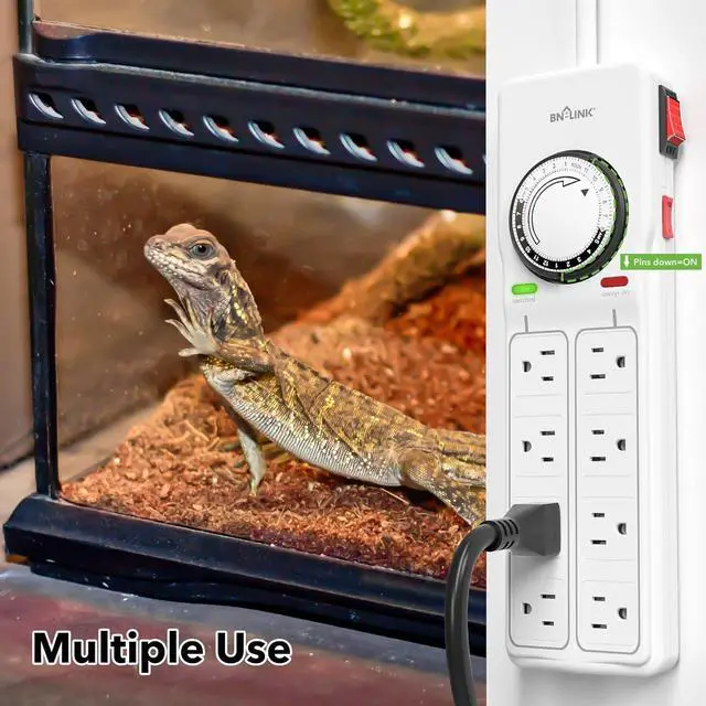Alt view image 7 of 7 - BN-LINK 8 Outlet Surge Protector with Mechanical Timer (4 Outlets Timed, 4 Outlets Always On) - White