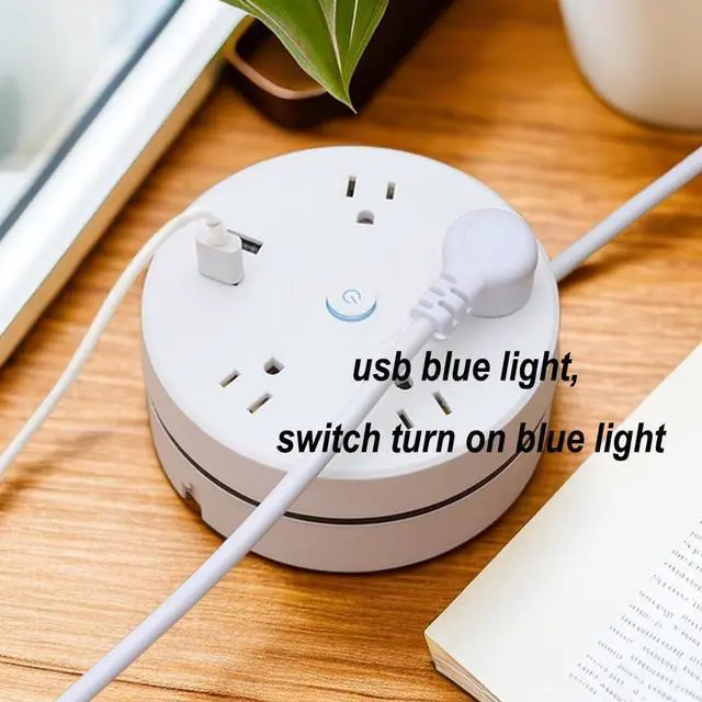 Alt view image 2 of 7 - Retractable Power Strip with 6ft Extension Cord, 4 Outlets + 2 USB Ports - Portable for Travel, Home, and Office (White)