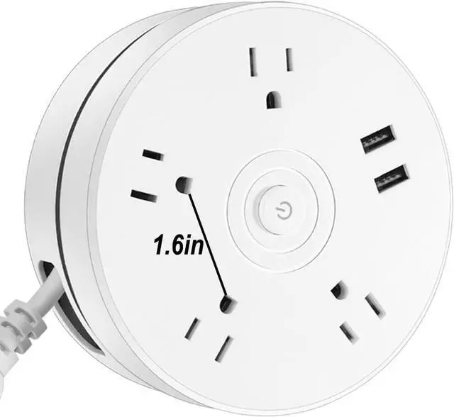 Alt view image 6 of 7 - Retractable Power Strip with 6ft Extension Cord, 4 Outlets + 2 USB Ports - Portable for Travel, Home, and Office (White)