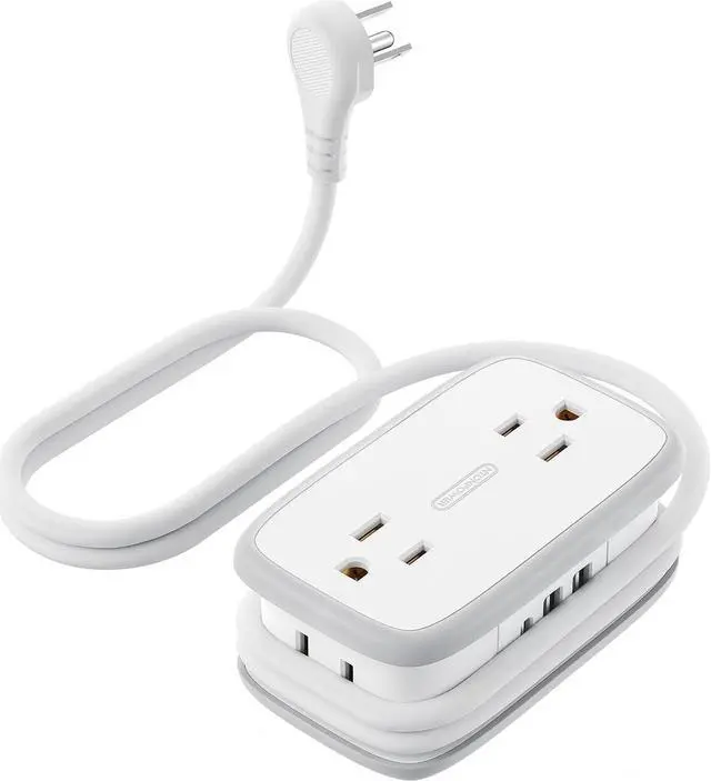 Main image of Travel Power Strip with USB C, NTONPOWER 4 Outlets 3 USB(1 USB-C), 4ft Flat Plug Extension Cord with USB C Ports, Portable Power Strip Flat Plug, Compact for Travel Hotel Cruise Essentials, White