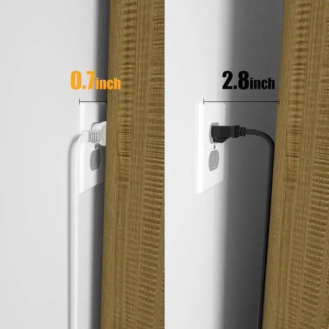 Alt view image 5 of 7 - Twin Extension-Cord Power Strip - 12 ft - Flat Plug Extension Cord - 3 Prong Split Extension Cord with 6 Outlets - Double Extension Cord for Behind Bed, Couch, Nightstands, Vanity, Furniture