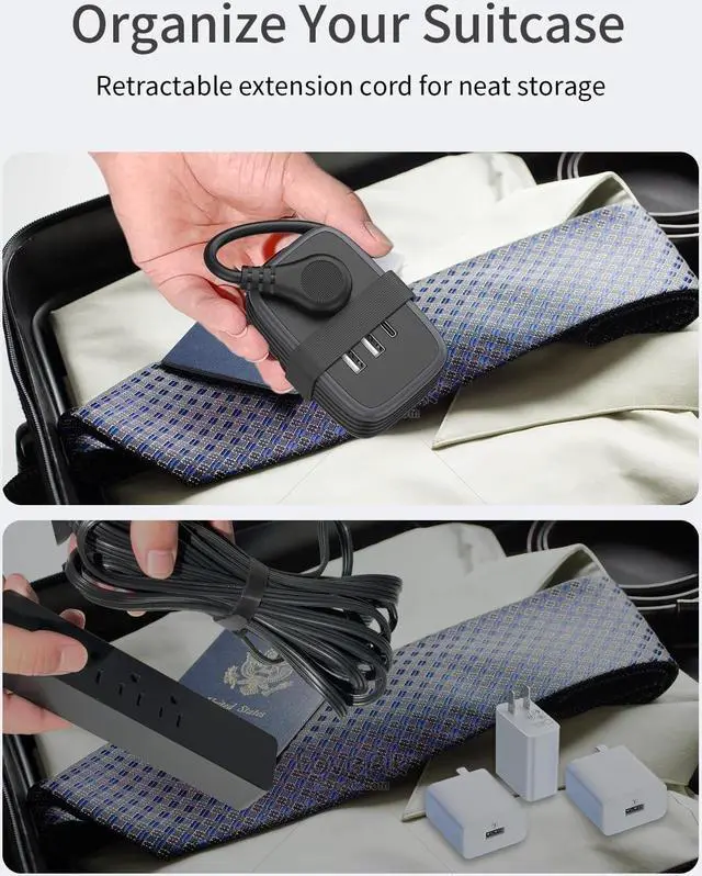 Alt view image 3 of 7 - Travel Power Strip with USB C Port, NTONPOWER Small Power Strip with Flat Plug,Multi Plug Travel Extension Cord Portable Power Strip with 2 Outlets 3 USB (1 USB C), for Cruise Travel Home Essentials