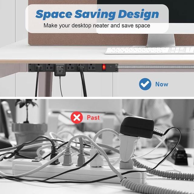 Alt view image 6 of 7 - HEZI 20 Amp Power Strip with 5-20P/T- Plug, Heavy Duty High Amp Metal Surge Protector, Mountable Industrial Power Strip with 6AC Outlets(5-20R) and Circuit Breaker, 6FT 12AWG Extension Cord