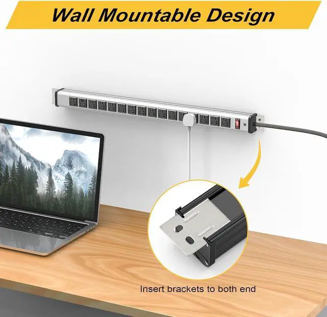 Alt view image 4 of 7 - Long Surge Protector Power Strip,16 Outlet Heavy Duty Power Strip Metal Power Bar,10 FT Long Extension Cord with Circuit Breaker for Garage,Workshop,Industrial(125V/1875W, ETL Listed)