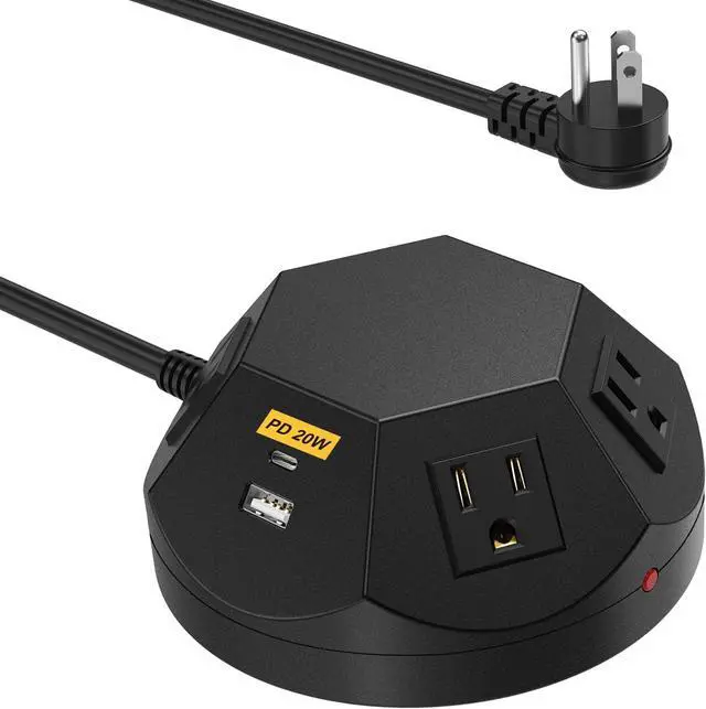 Main image of Power Strip Tower with PD 20W USB C Ports, Surge Protector with 4 Outlet and 4 USB Ports, 6.56 FT Extension Cord Power Tower Charging Station for Desk, Home Office, Living Room, Bedroom