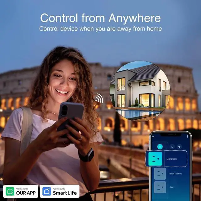 Alt view image 5 of 7 - GHome Smart Power Strip, 3 USB Ports and 3 Individually Controlled Smart Outlets, WiFi Surge Protector Works with Alexa Google Home, Home Office Cruise Ship Travel Multi-Plug Extender Flat Plug