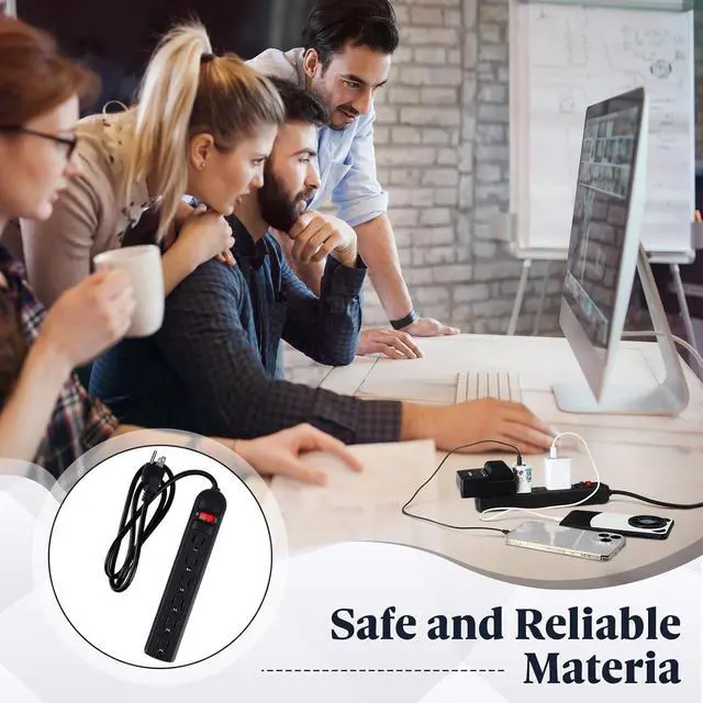 Alt view image 4 of 7 - 15 Pack 6 Outlet Power Strip Surge Protector Flat Plug Surge Protector Power Strip Wall Mount Overload Surge Protection for Home Office (Black,4 ft)
