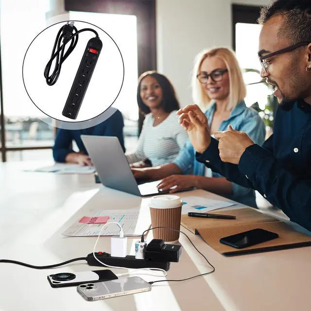 Alt view image 6 of 7 - 15 Pack 6 Outlet Power Strip Surge Protector Flat Plug Surge Protector Power Strip Wall Mount Overload Surge Protection for Home Office (Black,4 ft)