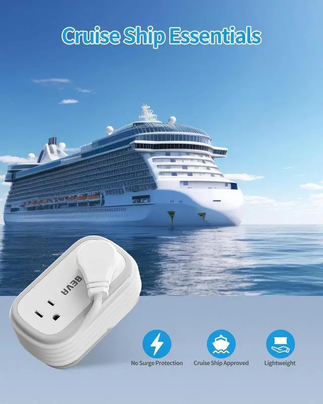 Alt view image 6 of 7 - BEVA Travel Power Strip, Flat Plug Power Strip with Retractable USB C Cable, 5 FT Short Extension Cord with 2 AC Outlets 3 USB Ports(1 USB C), Small Portable Travel Accessories, Cruise Ship Essentials