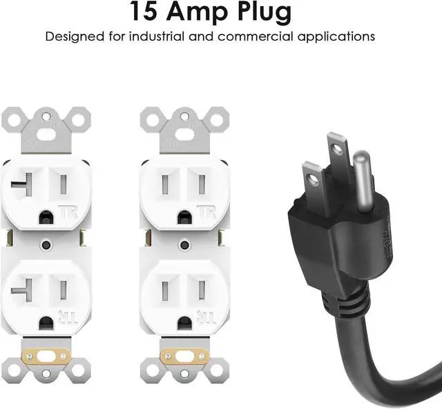 Alt view image 5 of 7 - JUNNUJ Heavy Duty 20 Amp Power Strip 4800J, 16 Outlets 12 Gauge Garage Industrial Surge Protector, High Amp 5-15P Adapter Shop 6-20R T-Slot Metal Outlet, 6 FT Extension Cord Commercial for Appliance
