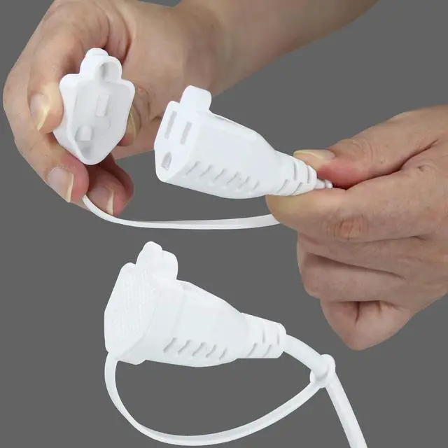 Alt view image 7 of 7 - KUNCAN 4 Way Power Splitter - 45 Degrees Lower Right Corner Downward Angled US Flat Plug 1 to 4 Extended Outlets Male to Female SVT 16AWG Extension Cable Strip for Home, Office, School (White 2-Pack)