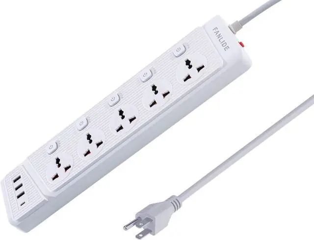 Main image of Universal Power Strip with USB C, 5 Outlets 3 USB and 1 USB C Ports, 6.5ft Power Cord Circuit Breaker