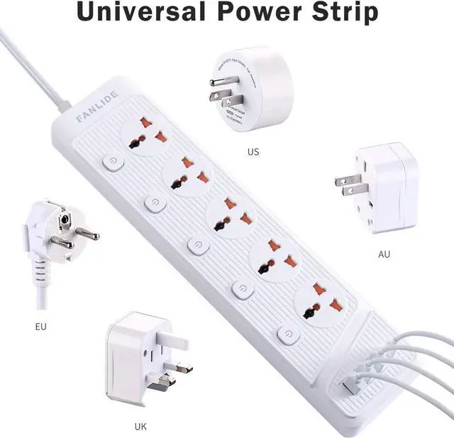 Alt view image 4 of 6 - Universal Power Strip with USB C, 5 Outlets 3 USB and 1 USB C Ports, 6.5ft Power Cord Circuit Breaker