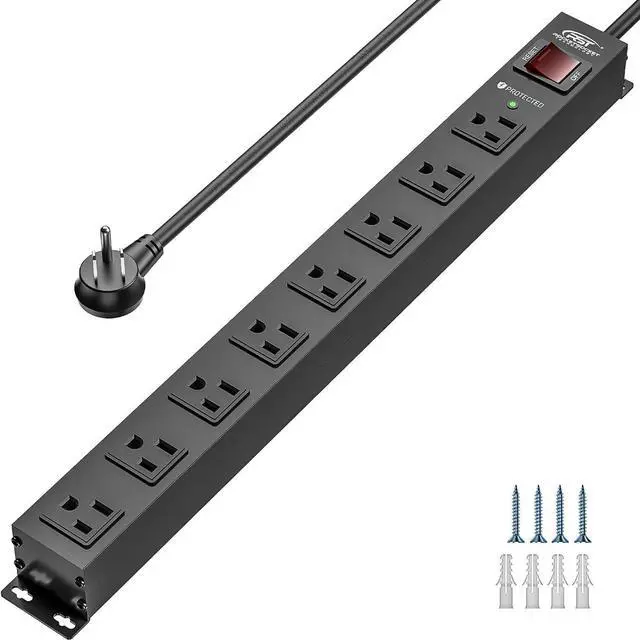 Main image of CRST 8 Outlet Metal Heavy Duty Power Strip, 2100J Surge Protector, 6FT Cord Mountable Wide Spaced Industrial Long Power Strip,15A/1875W