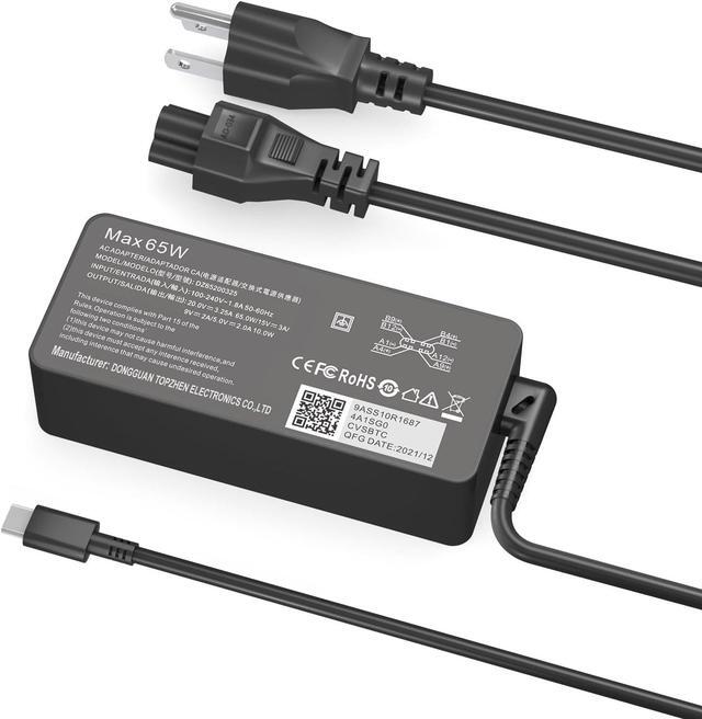Alt view image 2 of 7 - 65W USB C Charger for  Thinkpad/Yoga/Chromebook Laptop Computer 65W 45W USB C Fast Power Adapter