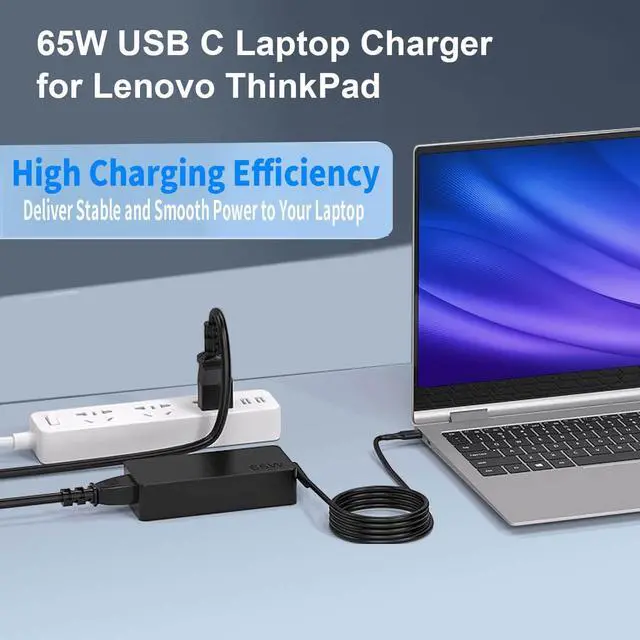 Alt view image 2 of 7 - Laptop USB C Charger for  ThinkPad 65 Watt 20V 3.25A Type-C USB AC Adapter ADLX65YDC2A ThinkPad X280 X380 X390 L390 E480 E580 E590 E495 T480 T490 x1 Carbon Power Adapter  Laptop Charger