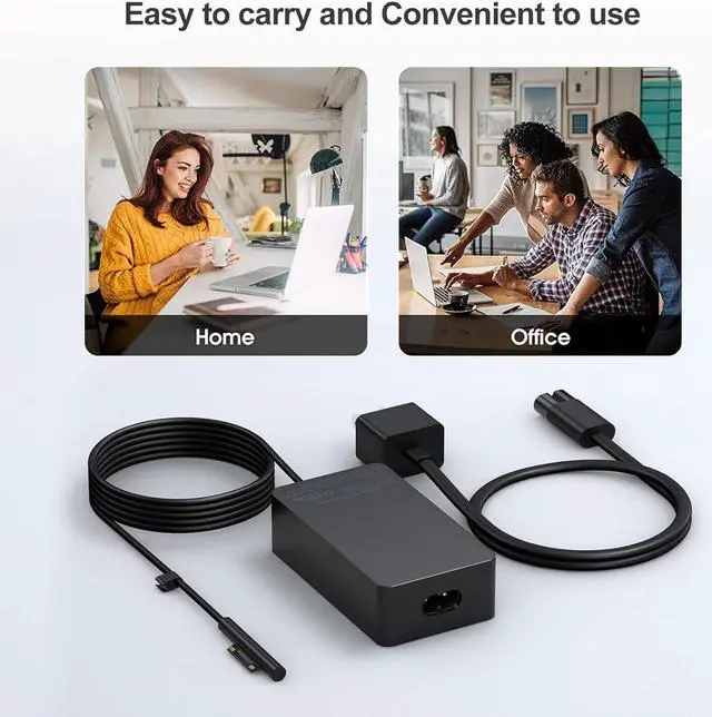 Alt view image 7 of 7 - 65W Surface Pro Laptop Charger-Microsoft Surface Pro Charger for Windows Surface Laptop 6,5,4,3,2,1,Microsoft Surface Pro10,9,8,7+,7,6,5,4,3,X,Surface Book3,2,1,Surface Go Tablet,Support 44W,36W, 10FT