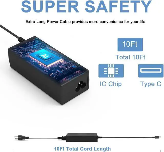 Alt view image 5 of 6 - Universal 65W 45W USB C Laptop Charger for Lenovo/Dell/HP Chromebook Laptop Charger USB-C Type C : Computer Power Adapter Cord Replacement Acer Asus Samsung MacBook or Smart Phone/Tablet