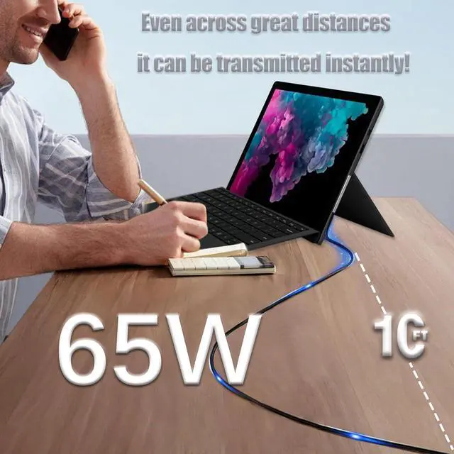 Alt view image 3 of 7 - 65W Surface Pro Charger for Microsoft Surface Pro 10, 9, 8, 7+, 7, 6, 5, 4, 3, X, Windows Surface Laptop 5, 4, 3, 2, 1 Studio, Surface Book 3, 2, 1, Surface Go 4 3 2 1 Charger, Support 44W, 36W