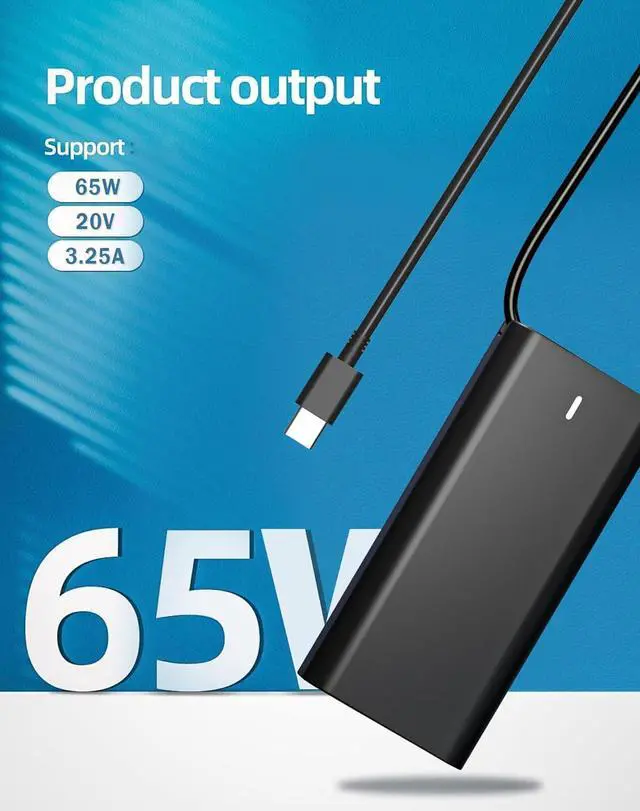 Alt view image 6 of 7 - 2024 New Slim 65W 60W  Laptop Charger USB C for Latitude 5420 5520 5320 7420 7480 7490 7320 7400  XPS 13 15 Chromebook 3100 DA65NM190 LA65NM190 Type C  Computer AC Adapter Power Cord