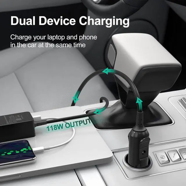 Alt view image 3 of 7 - 100W Car Charger, Laptop Car Charger Compatible with Dell Latitude/Dell Precision/Dell XPS, MacBook Pro/Air, HP Spectre/Elitebook, Samsung, Asus Zenboo DC Adapter