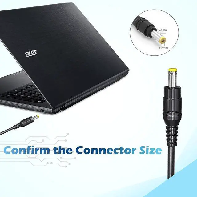 Alt view image 4 of 7 - 65W 45W Laptop Charger Replacement for Acer Aspire E 15 E5 V5 V3 E5-576 E5-576G E5-575 E5-575G E5-573 E5-571 5250 5253 5336 5349 5517 5532 5534 5552 5733 5742 5750 7551 7560 AC Adapter Power Supply