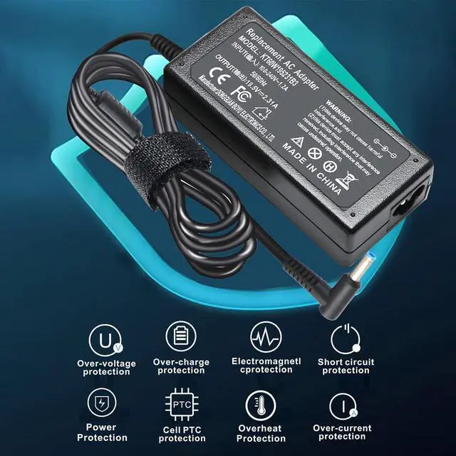 Alt view image 3 of 7 - 45W 740015-002 741727-001 L25296-001 AC Adapter for HP Pavilion x360 Envy Spectre Elitebook 840 ProBook Laptop Notebook Power Supply Cord Blue Tip 4.5 * 3.0mm